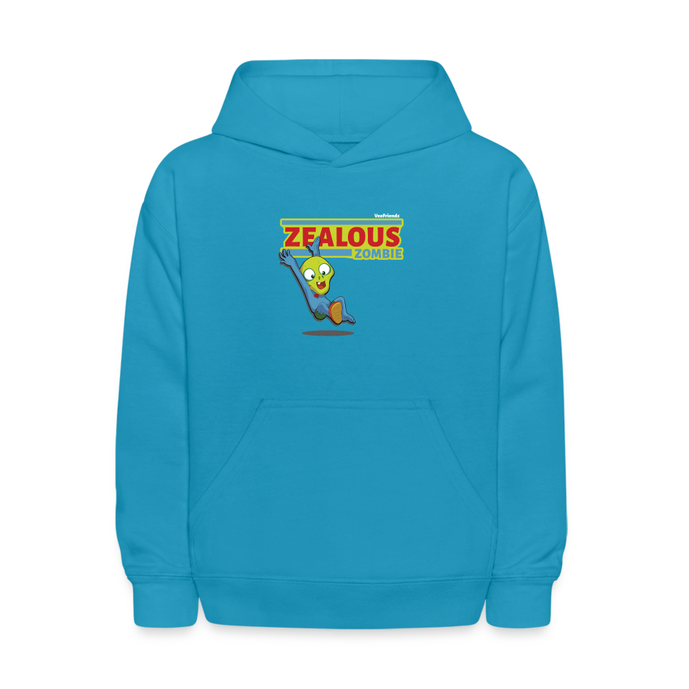 Zealous Zombie Character Comfort Kids Hoodie - turquoise