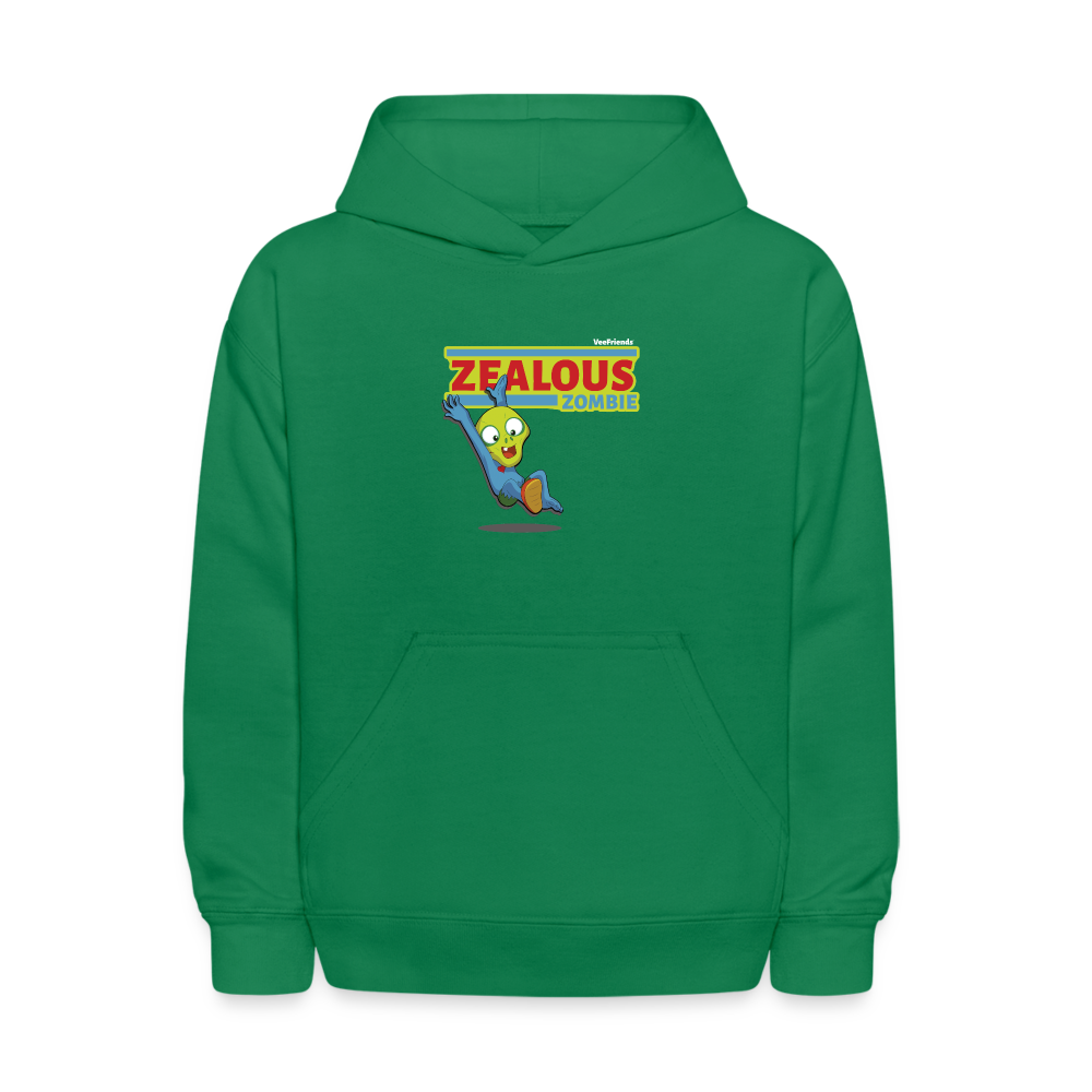 Zealous Zombie Character Comfort Kids Hoodie - kelly green