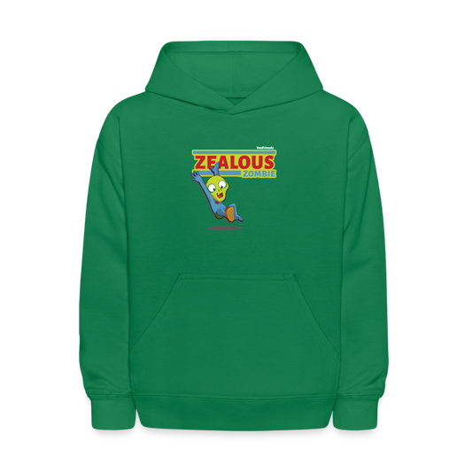 Zealous Zombie Character Comfort Kids Hoodie - kelly green