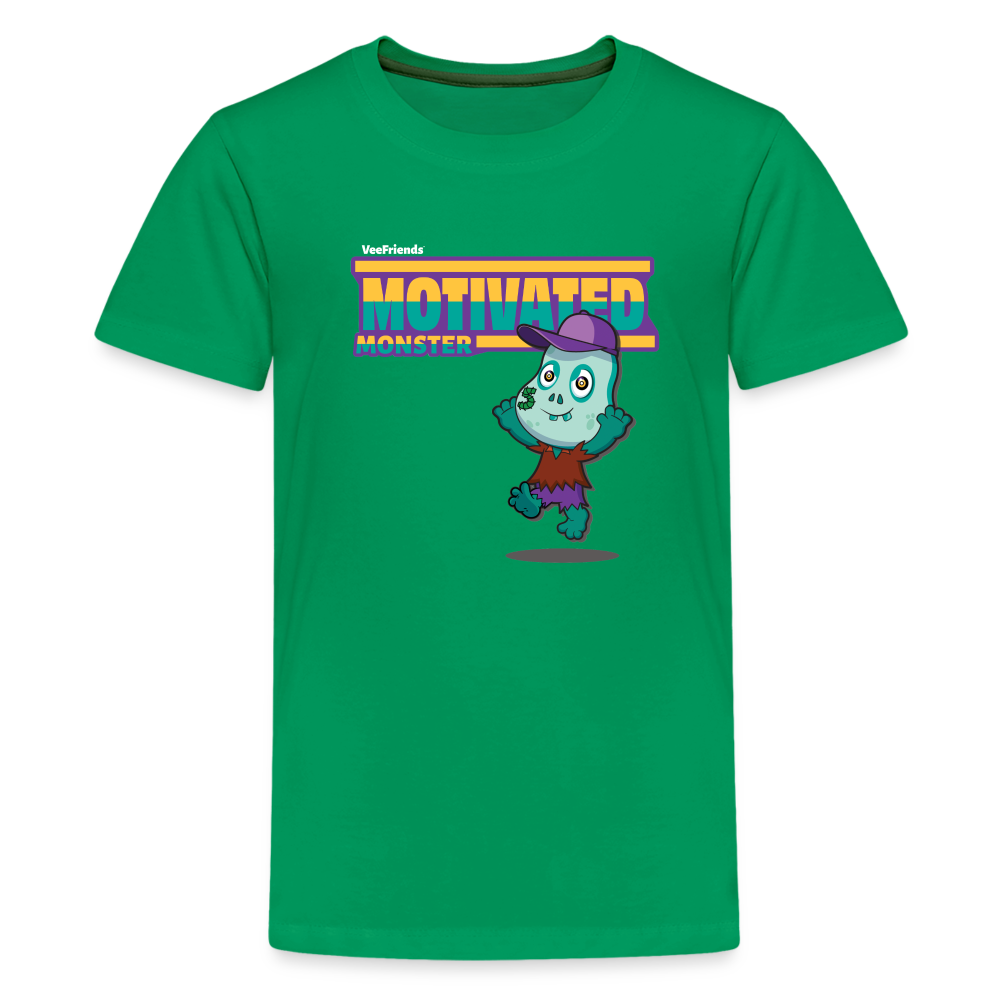 Motivated Monster Character Comfort Kids Tee - kelly green
