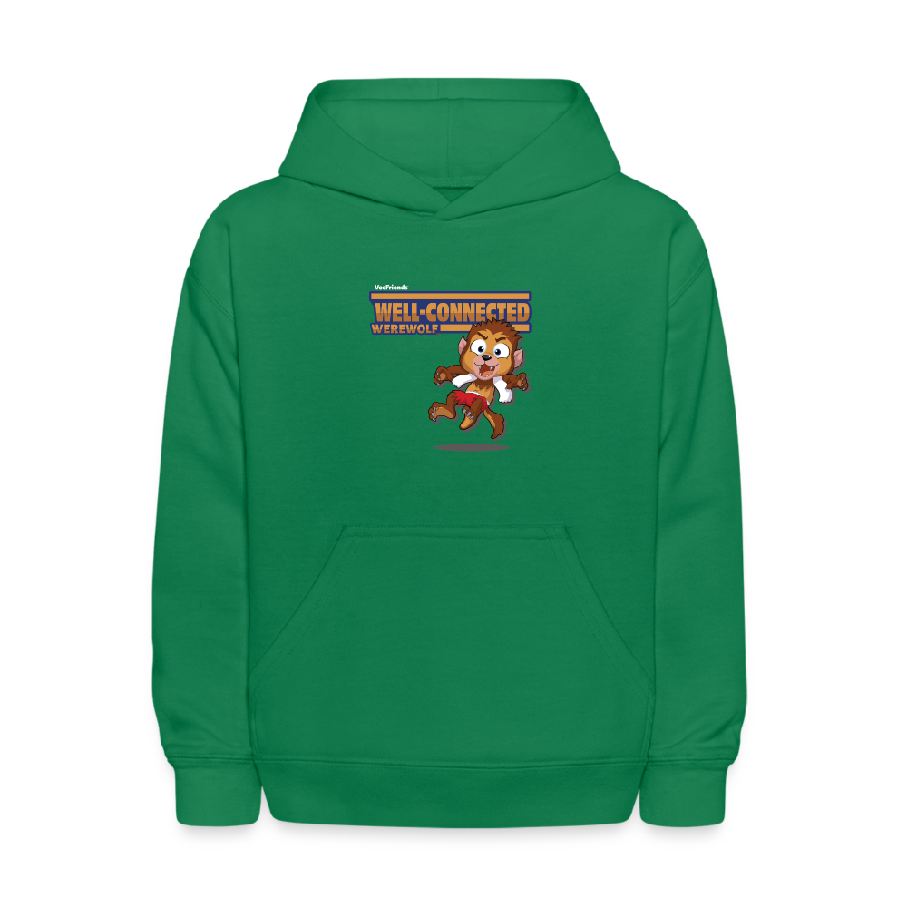 Well-Connected Werewolf Character Comfort Kids Hoodie - kelly green