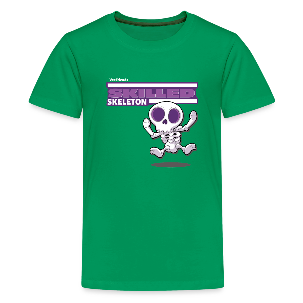 Skilled Skeleton Character Comfort Kids Tee - kelly green