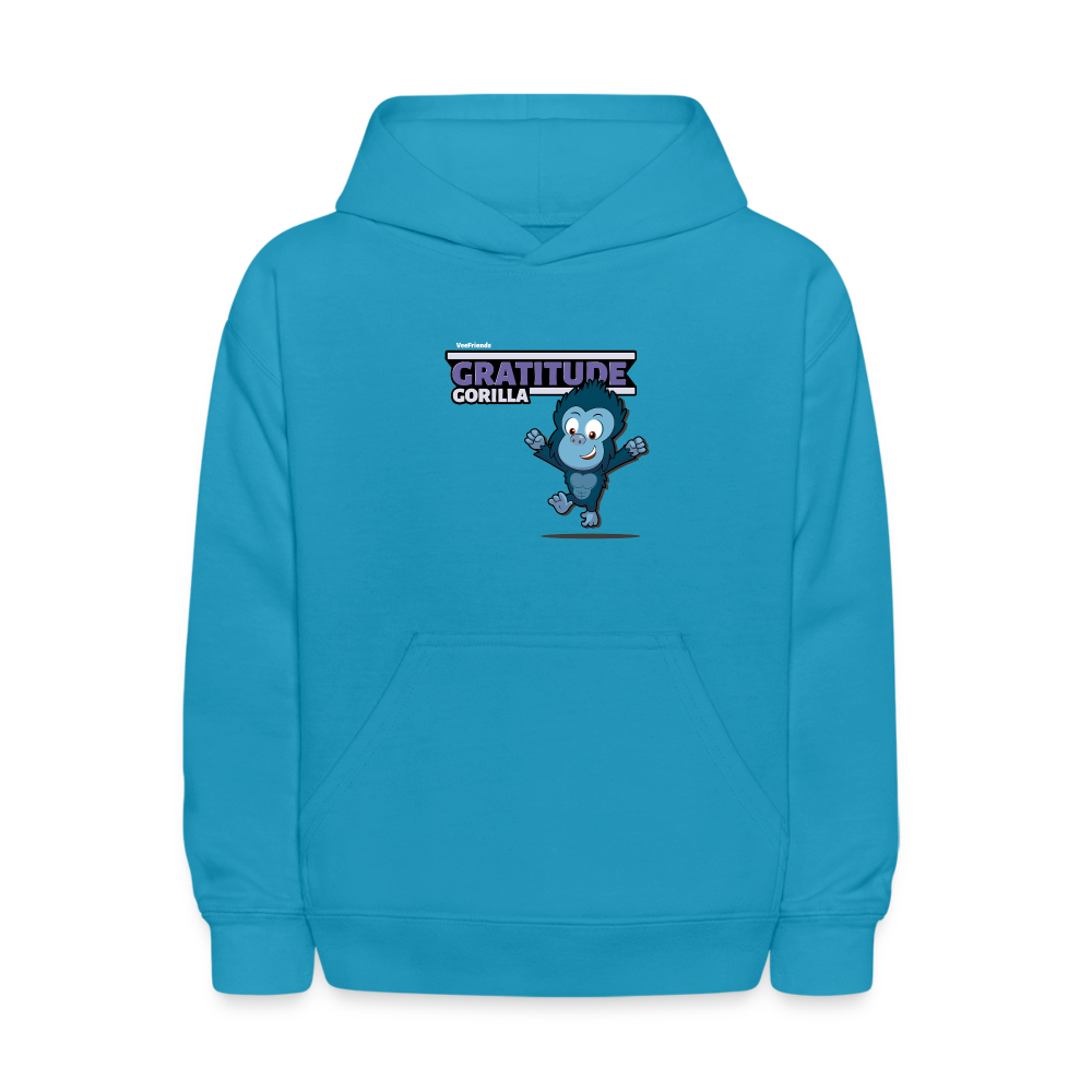 Gratitude Gorilla Character Comfort Kids Hoodie - turquoise