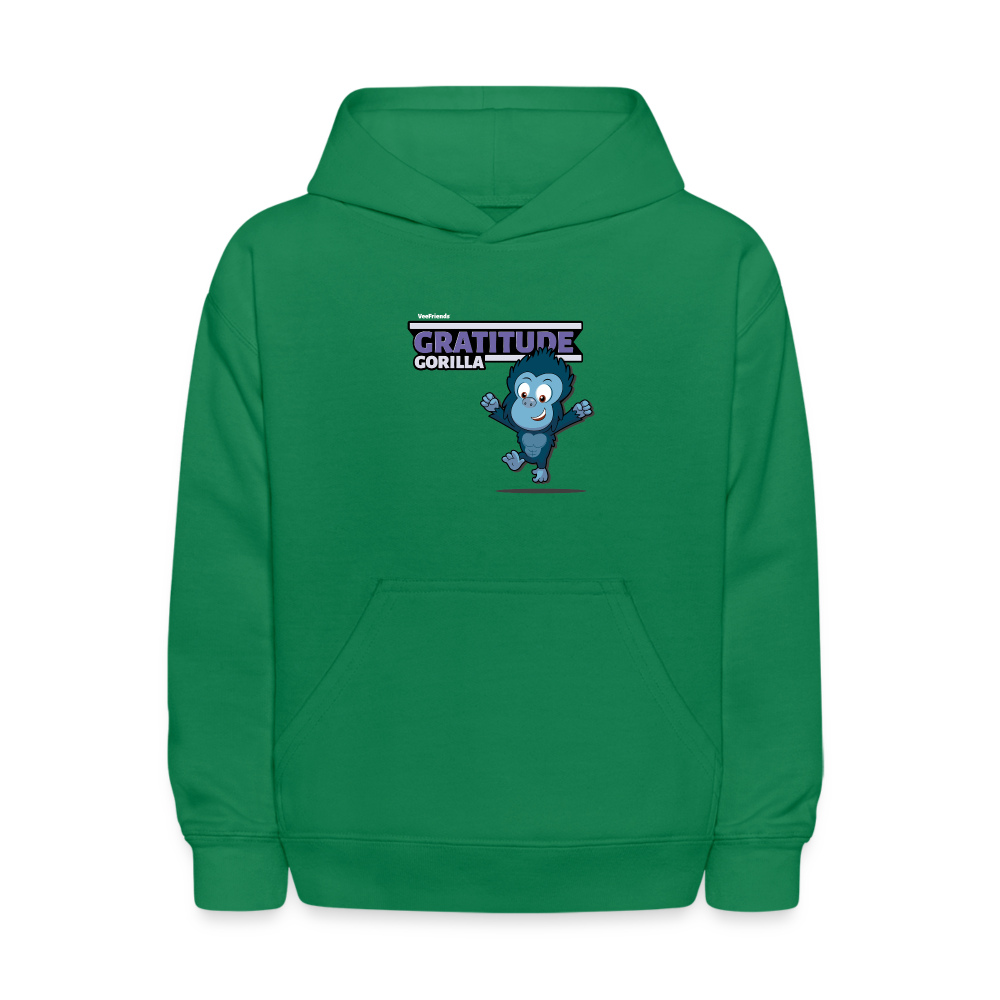 Gratitude Gorilla Character Comfort Kids Hoodie - kelly green