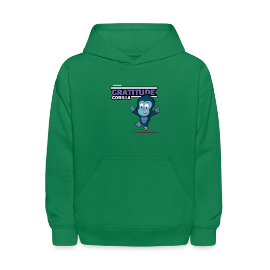 Gratitude Gorilla Character Comfort Kids Hoodie - kelly green