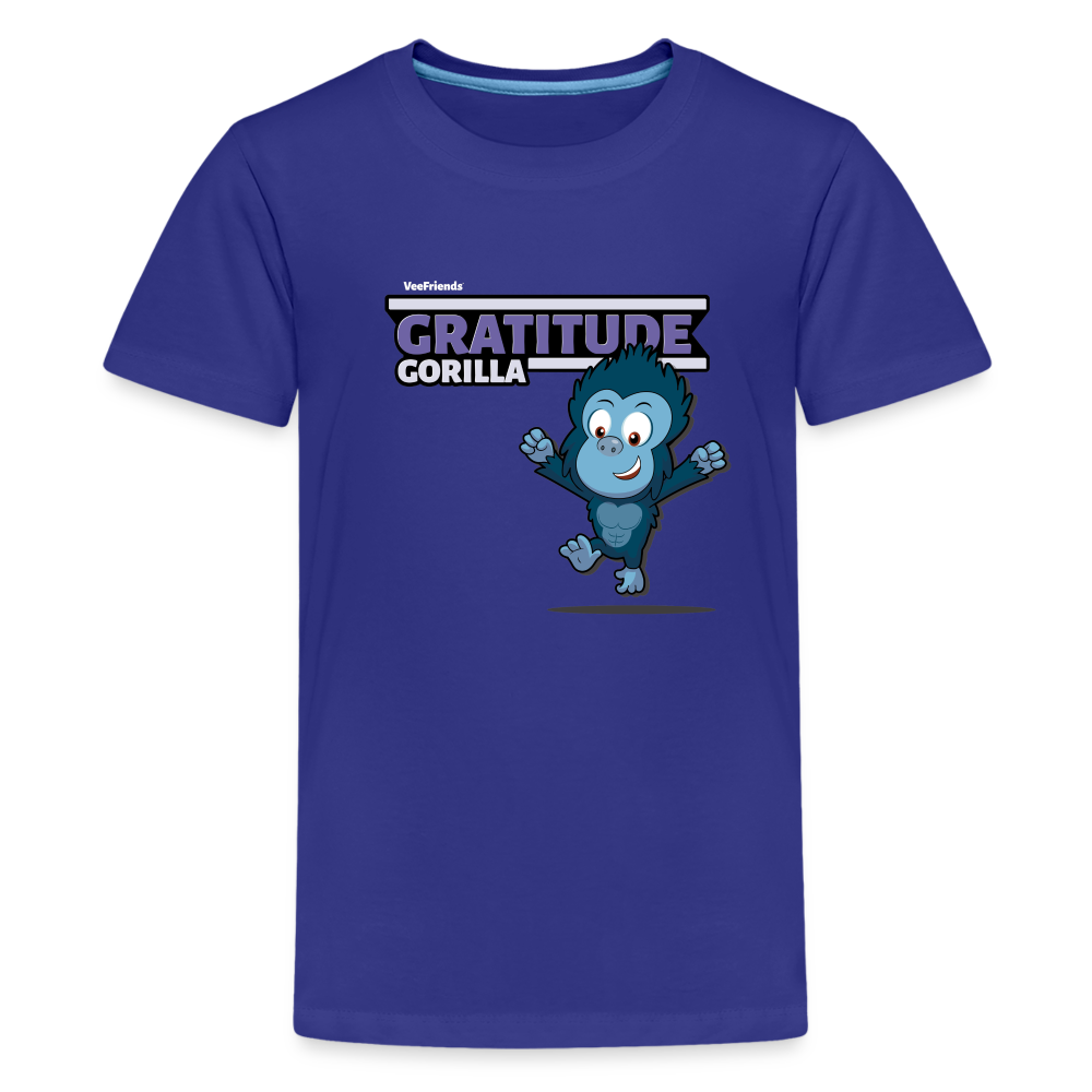 Gratitude Gorilla Character Comfort Kids Tee - royal blue