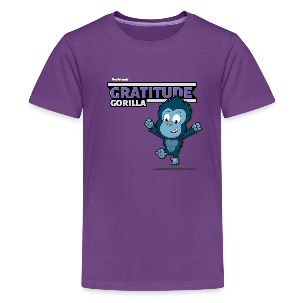 Gratitude Gorilla Character Comfort Kids Tee - purple