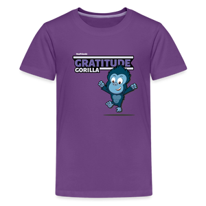 Gratitude Gorilla Character Comfort Kids Tee - purple