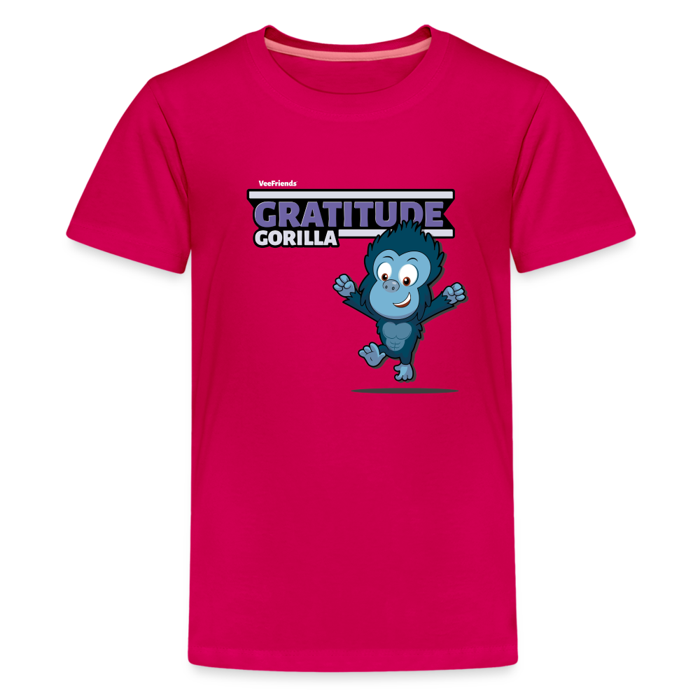 Gratitude Gorilla Character Comfort Kids Tee - dark pink