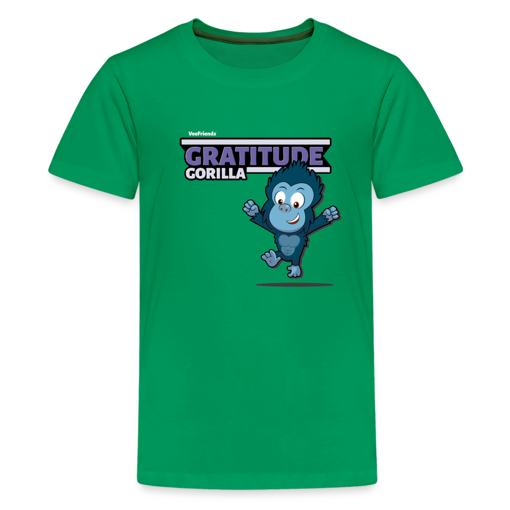 Gratitude Gorilla Character Comfort Kids Tee - kelly green