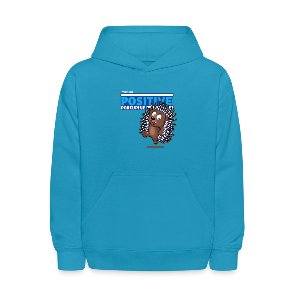 Positive Porcupine Character Comfort Kids Hoodie - turquoise