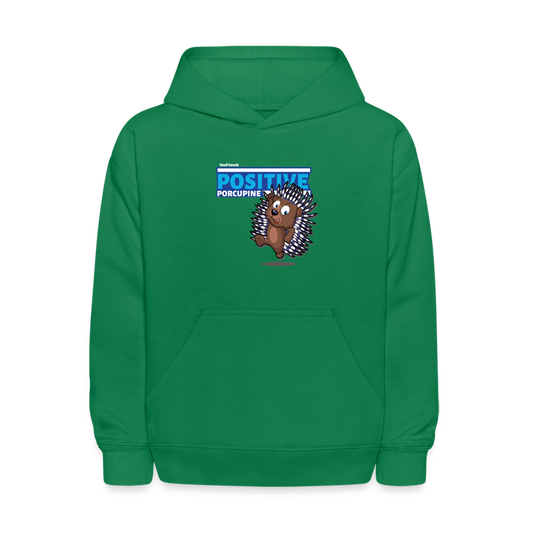 Positive Porcupine Character Comfort Kids Hoodie - kelly green