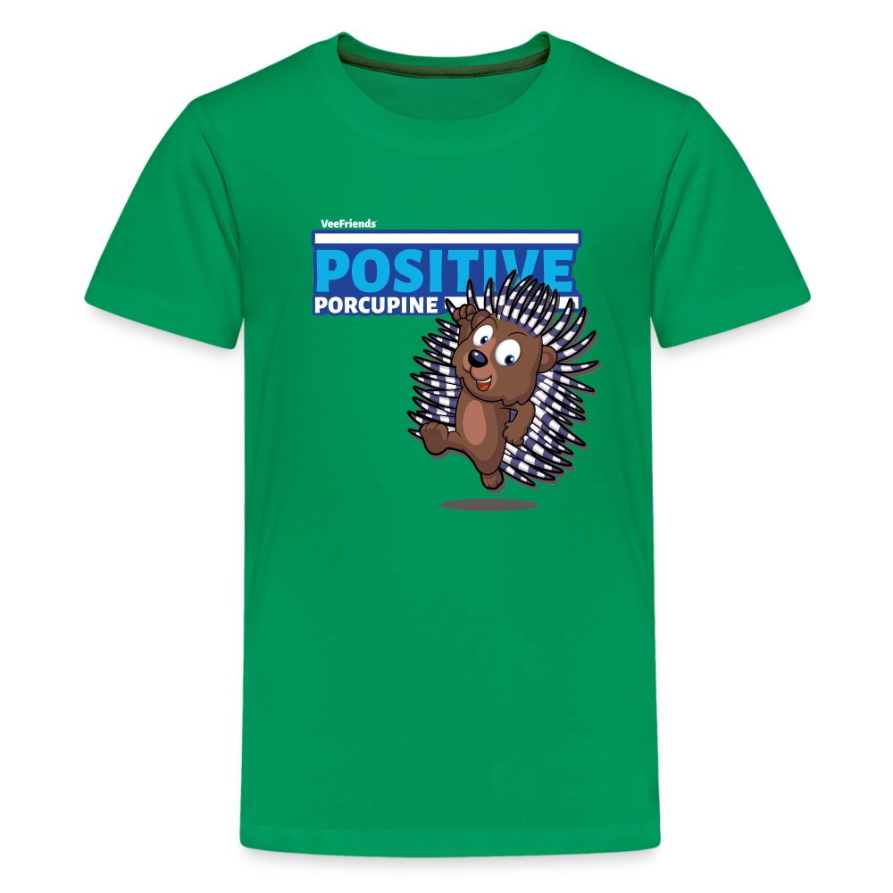 Positive Porcupine Character Comfort Kids Tee - kelly green