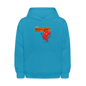 Resilient Red Devil Character Comfort Kids Hoodie - turquoise