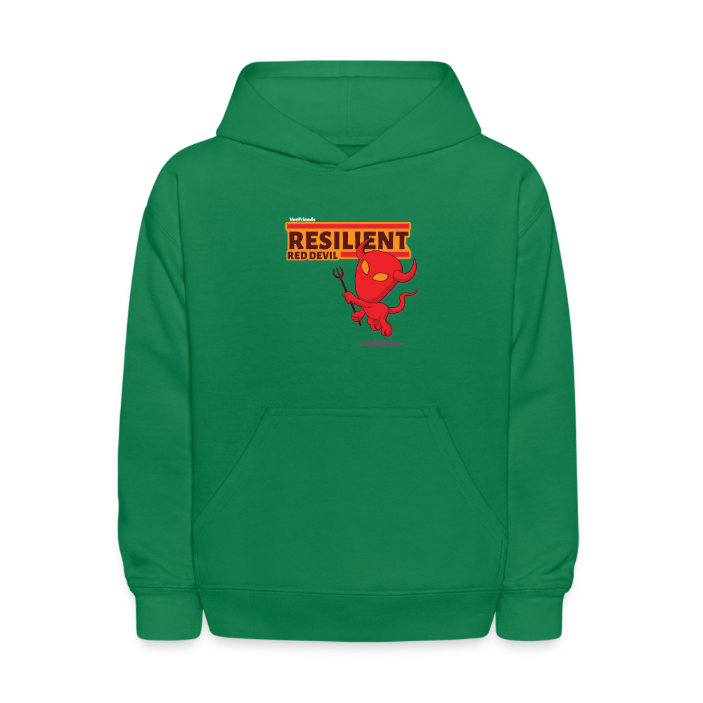 Resilient Red Devil Character Comfort Kids Hoodie - kelly green