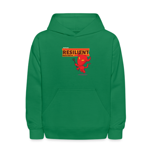 Resilient Red Devil Character Comfort Kids Hoodie - kelly green