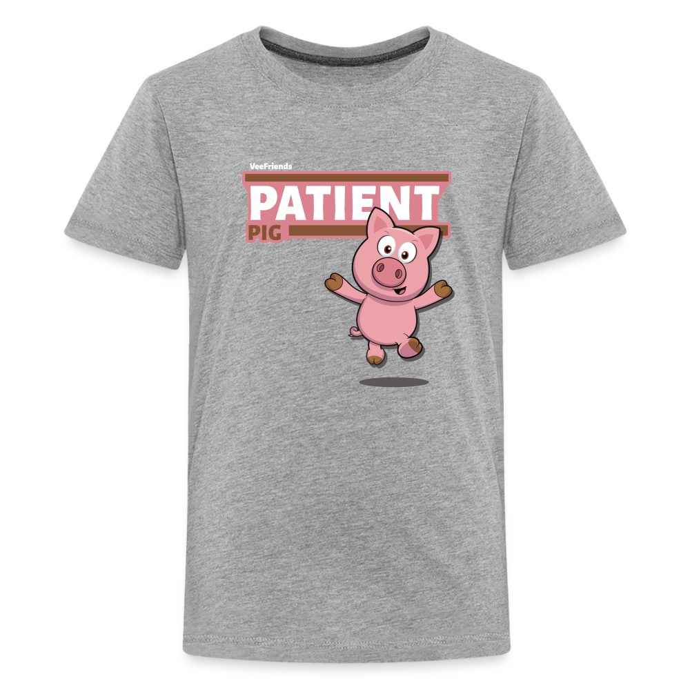 Patient Pig Character Comfort Kids Tee - heather gray