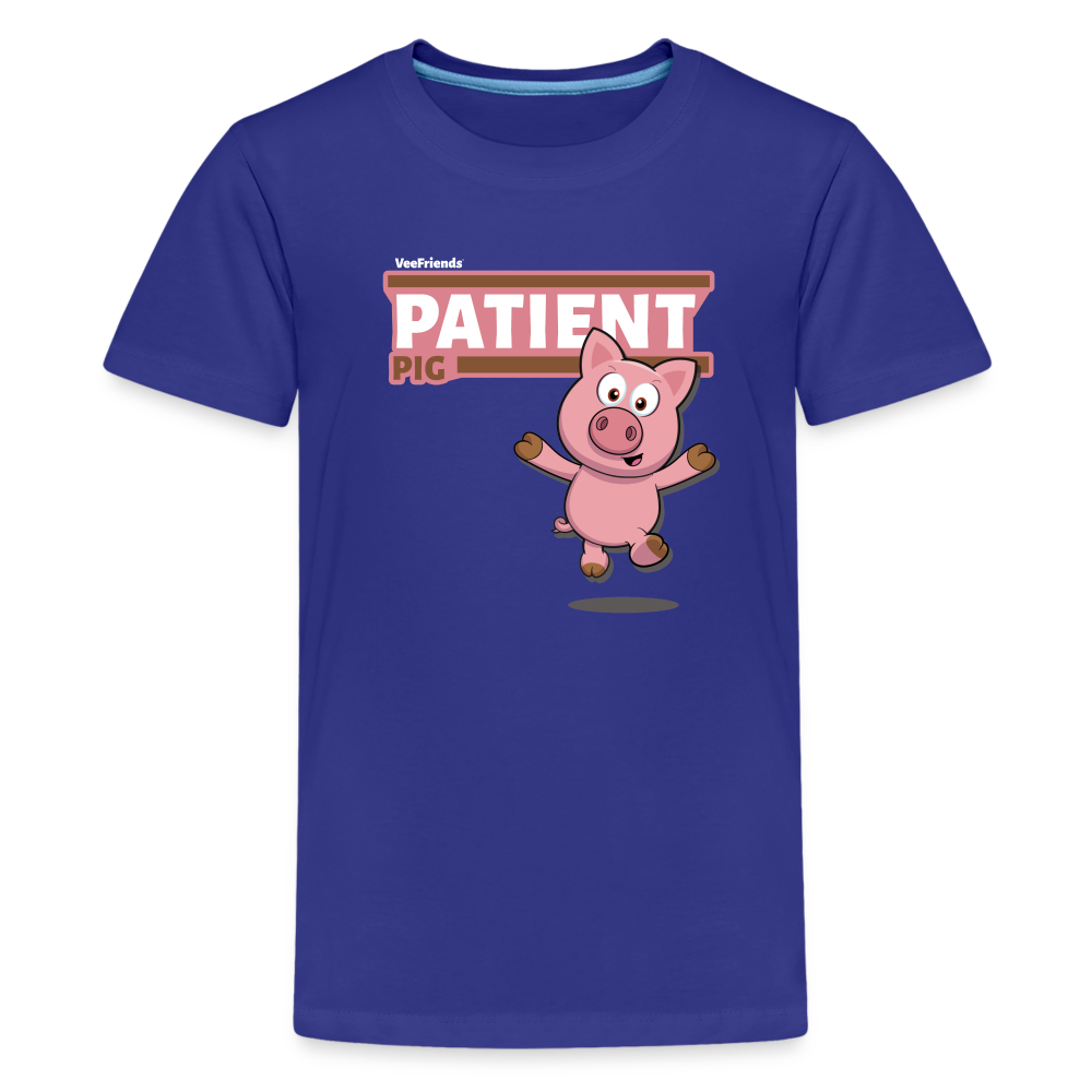 Patient Pig Character Comfort Kids Tee - royal blue