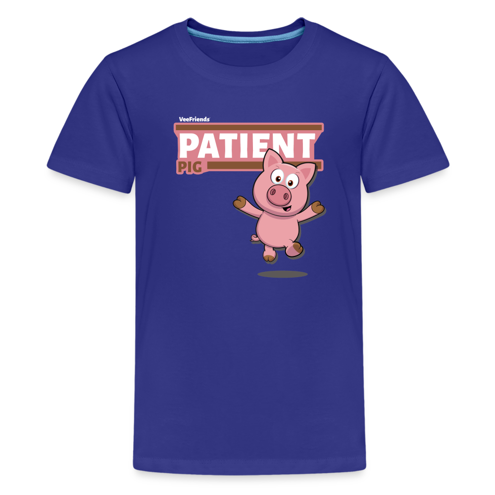 
            
                Load image into Gallery viewer, Patient Pig Character Comfort Kids Tee - royal blue
            
        