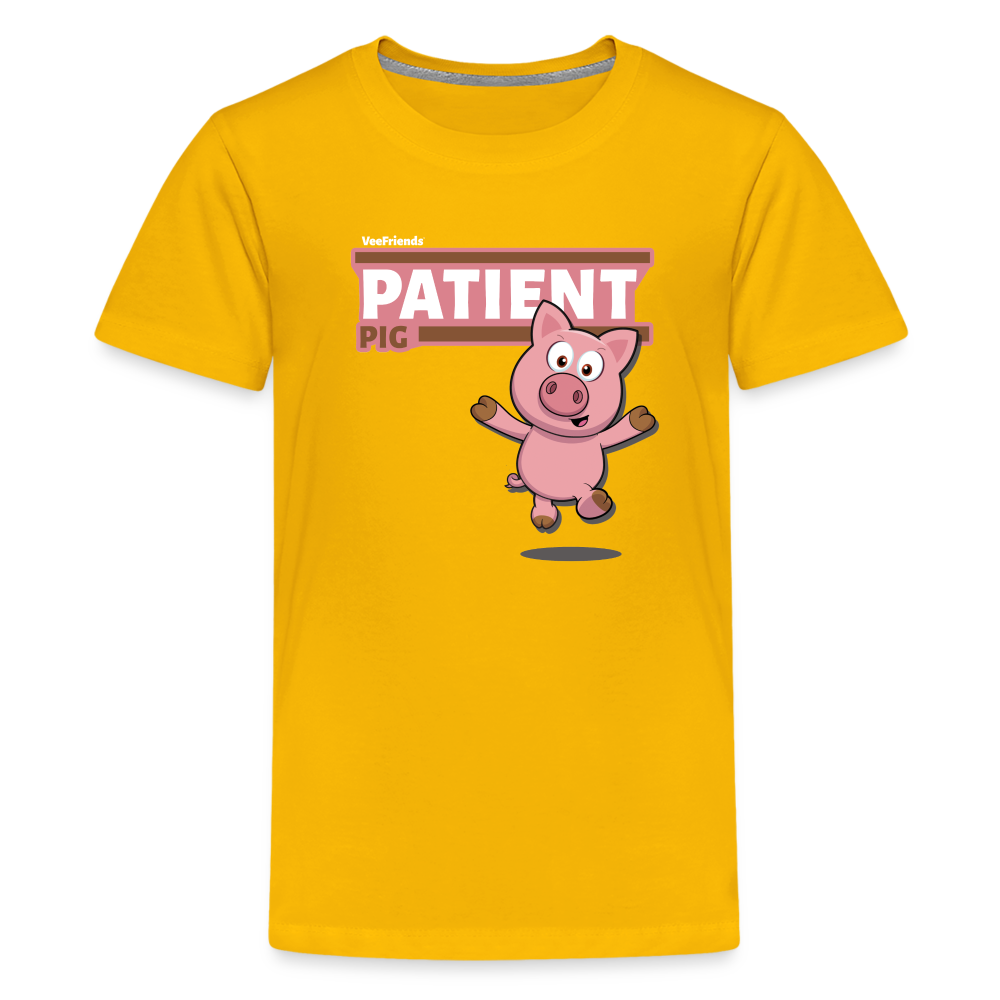 Patient Pig Character Comfort Kids Tee - sun yellow