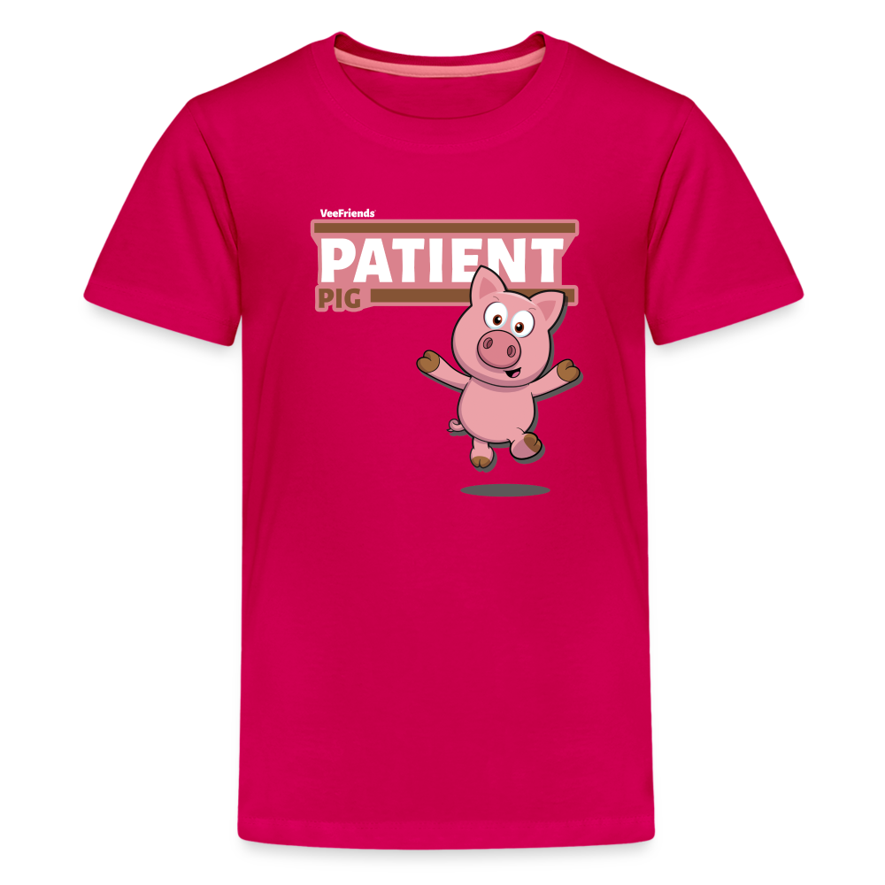 Patient Pig Character Comfort Kids Tee - dark pink