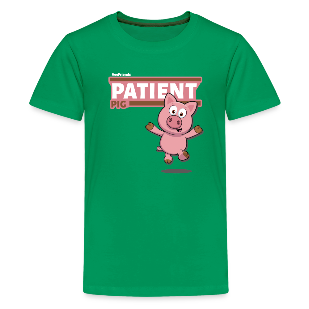 Patient Pig Character Comfort Kids Tee - kelly green