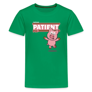 Patient Pig Character Comfort Kids Tee - kelly green