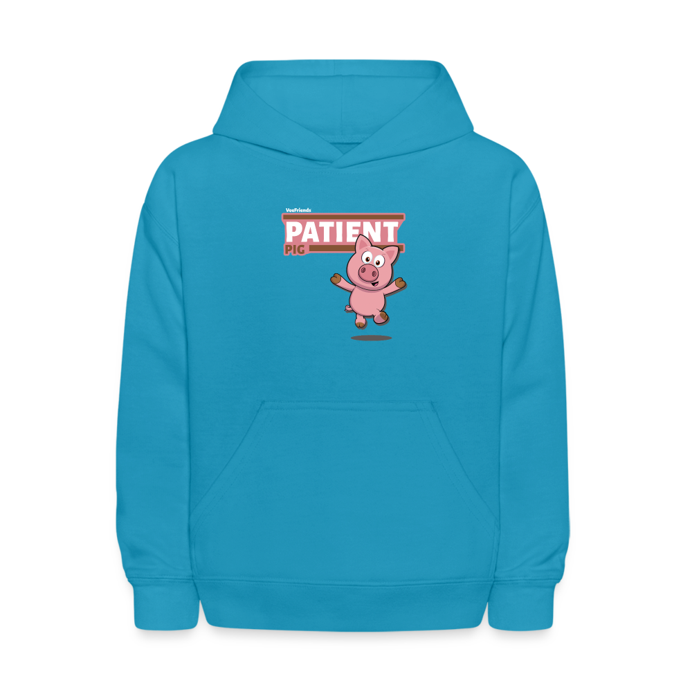 Patient Pig Character Comfort Kids Hoodie - turquoise