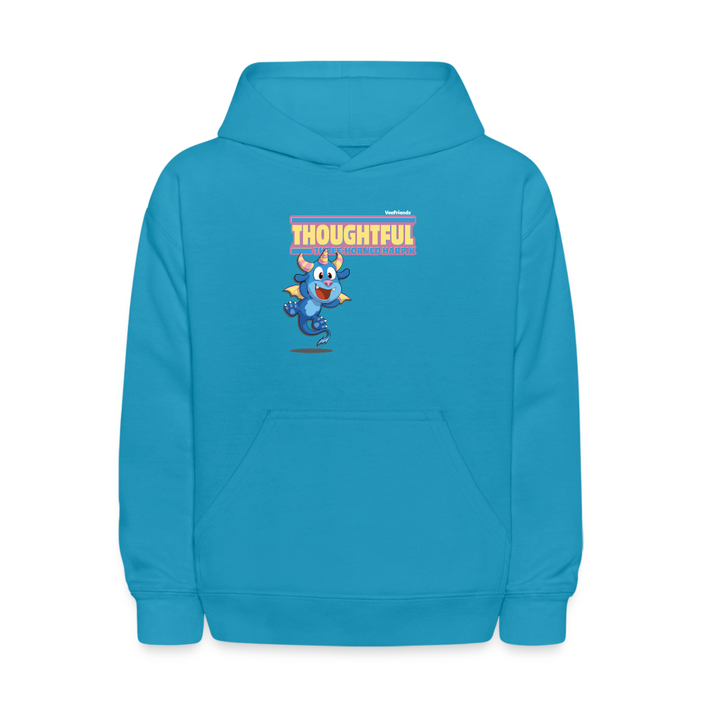 Thoughtful Three Horned Harpik Character Comfort Kids Hoodie - turquoise