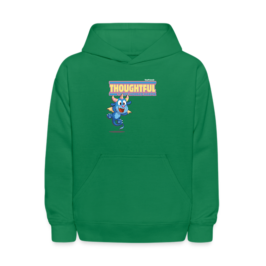 Thoughtful Three Horned Harpik Character Comfort Kids Hoodie - kelly green