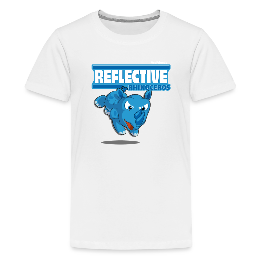 Reflective Rhinoceros Character Comfort Kids Tee - white