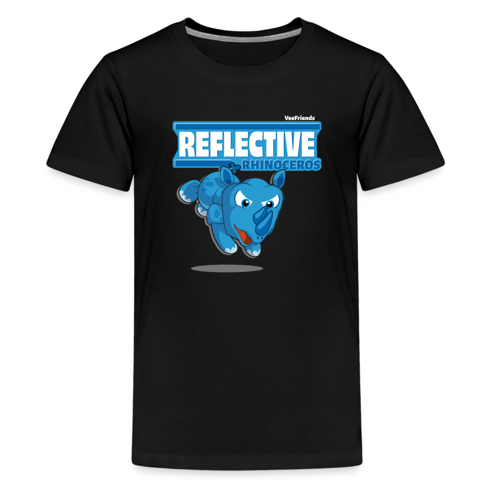 Reflective Rhinoceros Character Comfort Kids Tee - black