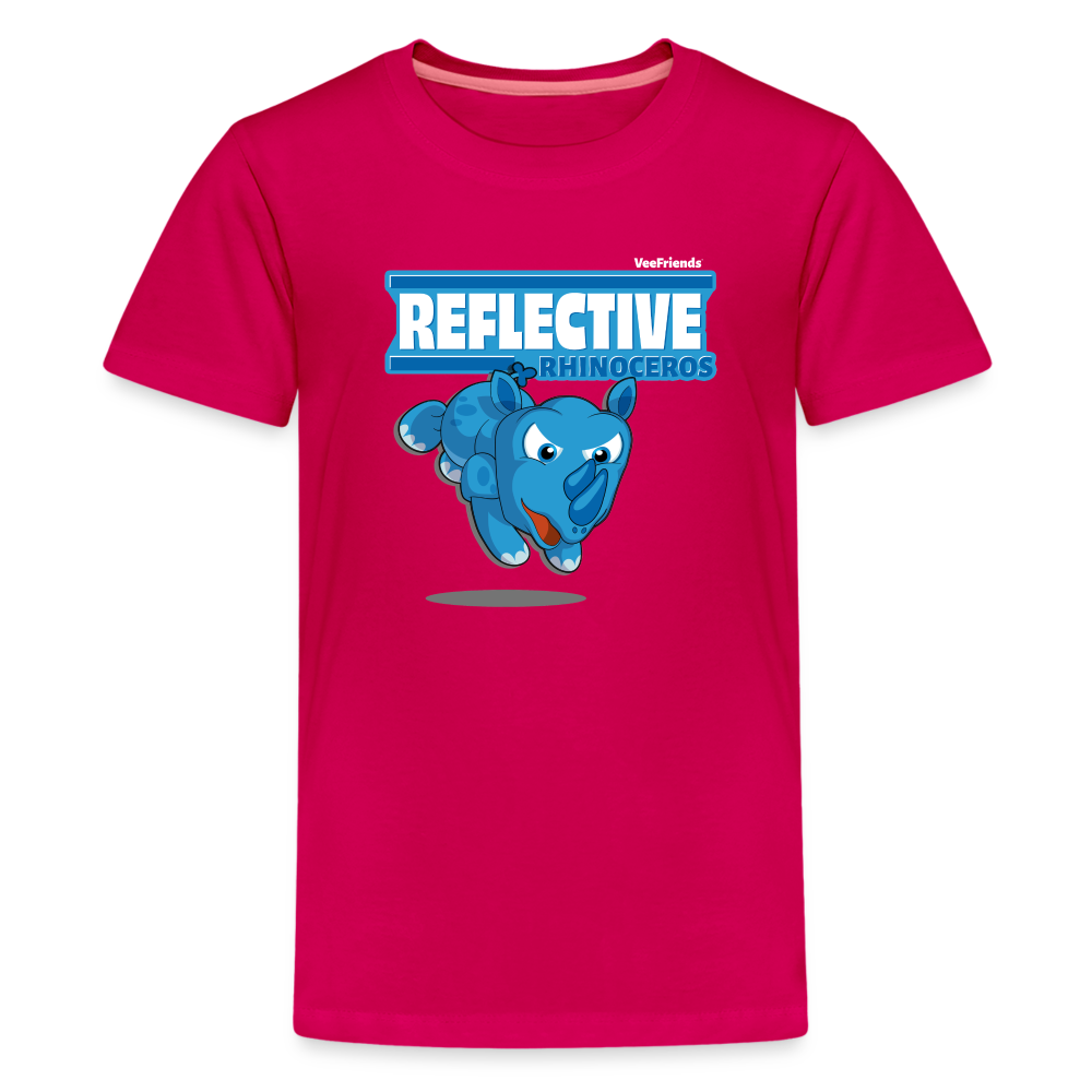 Reflective Rhinoceros Character Comfort Kids Tee - dark pink