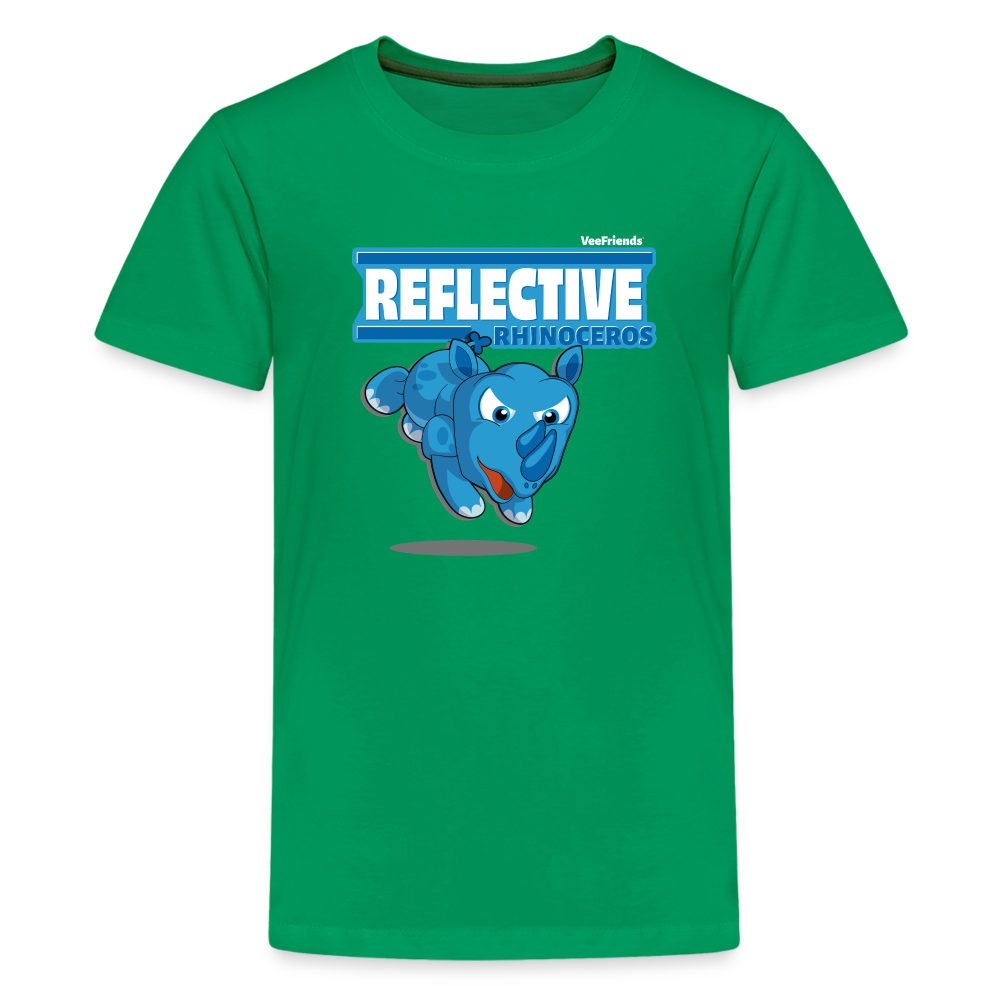 Reflective Rhinoceros Character Comfort Kids Tee - kelly green