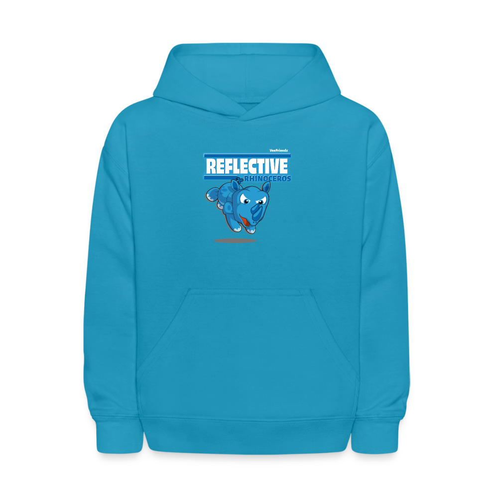 Reflective Rhinoceros Character Comfort Kids Hoodie - turquoise