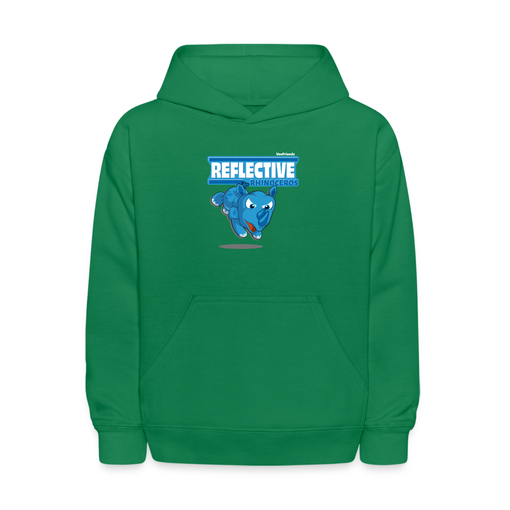 Reflective Rhinoceros Character Comfort Kids Hoodie - kelly green