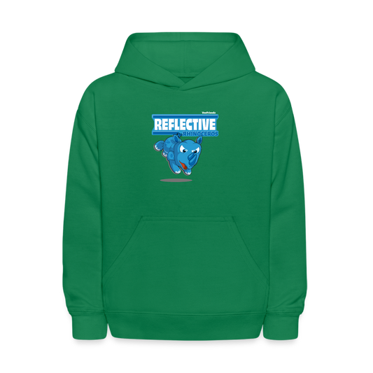 Reflective Rhinoceros Character Comfort Kids Hoodie - kelly green