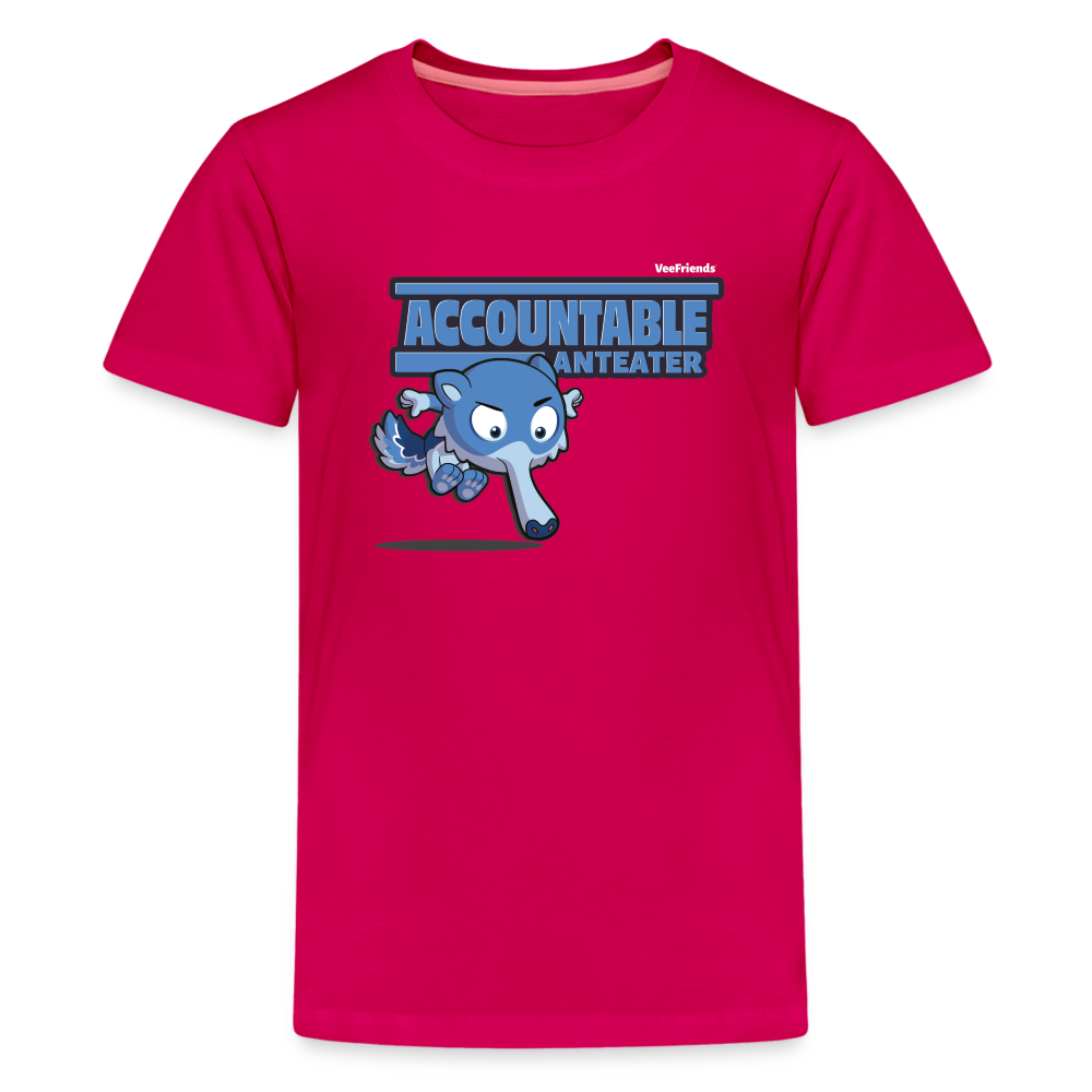 Accountable Anteater Character Comfort Kids Tee - dark pink