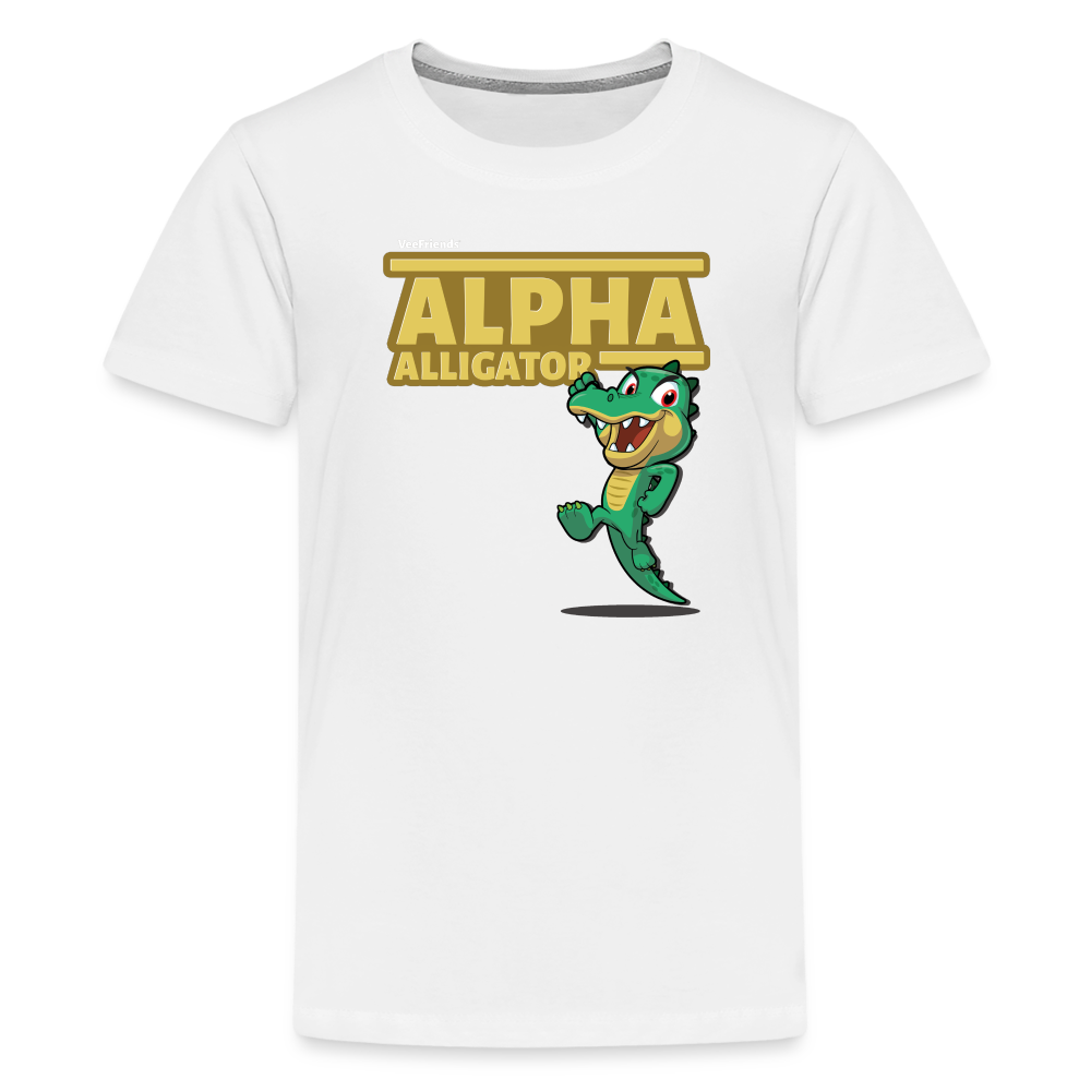Alpha Alligator Character Comfort Kids Tee - white