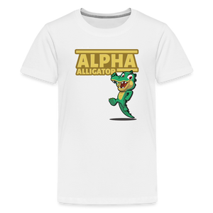 Alpha Alligator Character Comfort Kids Tee - white