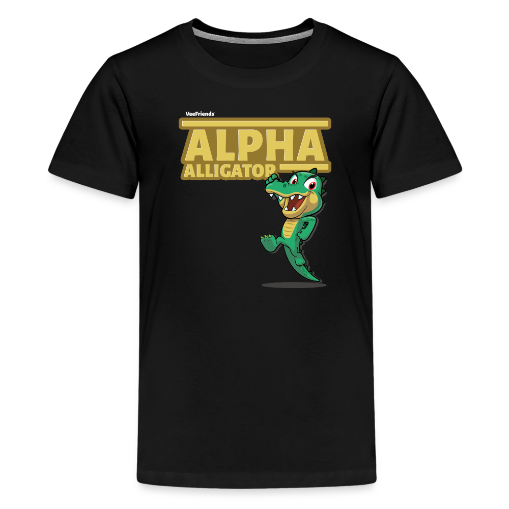 Alpha Alligator Character Comfort Kids Tee - black