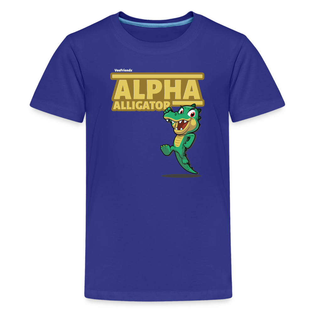 Alpha Alligator Character Comfort Kids Tee - royal blue