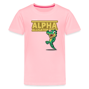 Alpha Alligator Character Comfort Kids Tee - pink