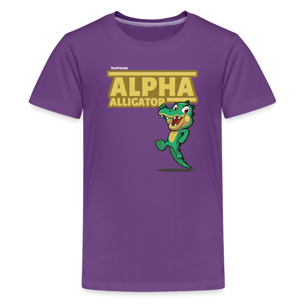 Alpha Alligator Character Comfort Kids Tee - purple