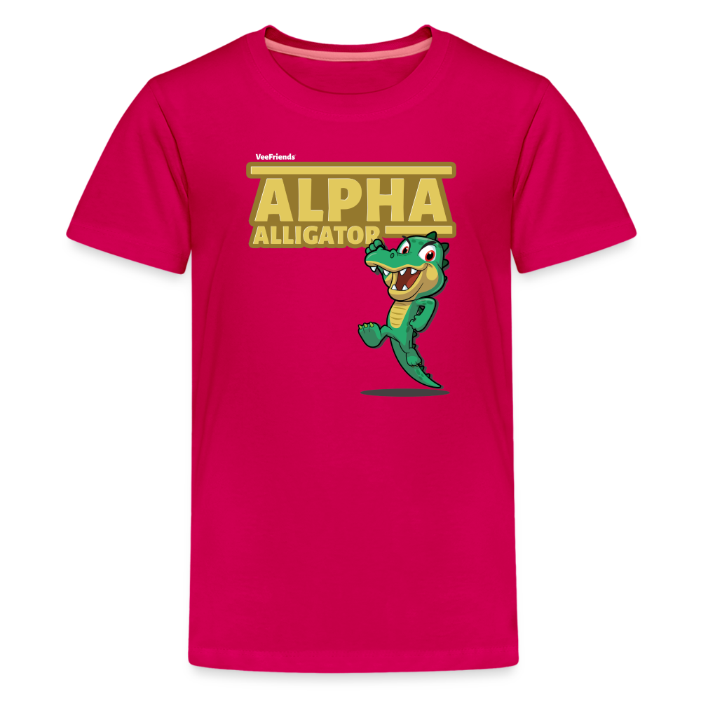 Alpha Alligator Character Comfort Kids Tee - dark pink