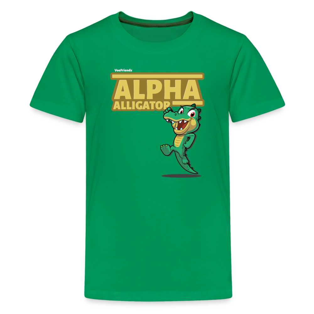 Alpha Alligator Character Comfort Kids Tee - kelly green