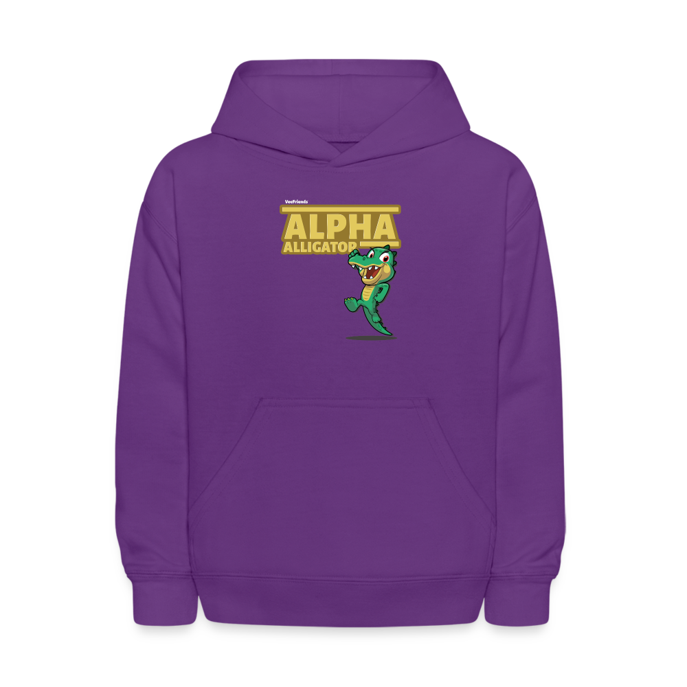 Alpha Alligator Character Comfort Kids Hoodie - purple