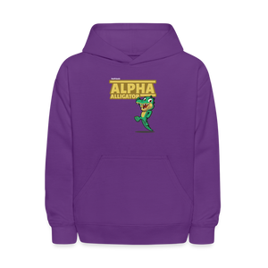 Alpha Alligator Character Comfort Kids Hoodie - purple