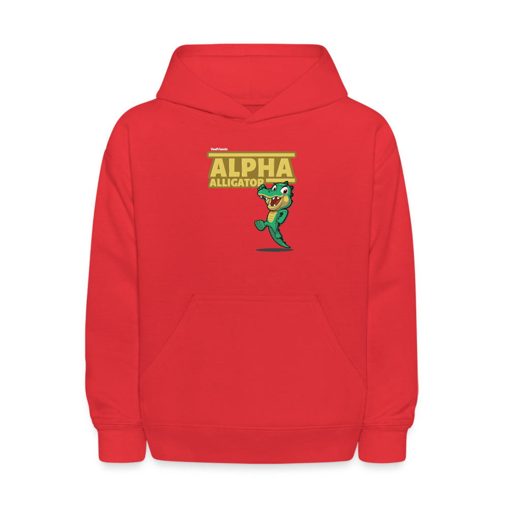 Alpha Alligator Character Comfort Kids Hoodie - red