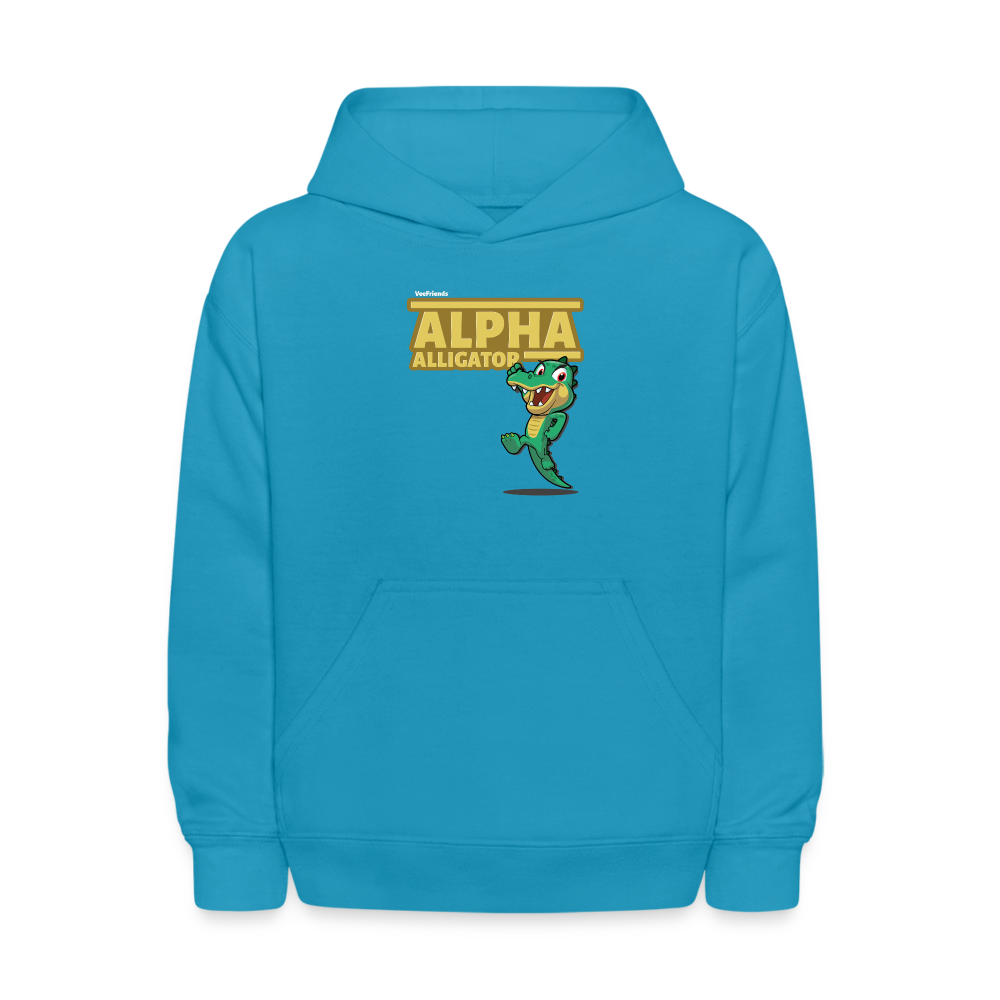 Alpha Alligator Character Comfort Kids Hoodie - turquoise